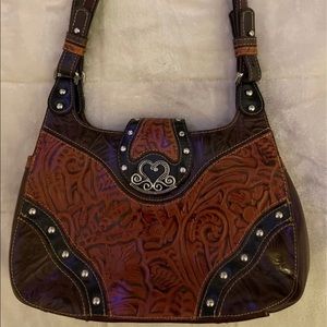 Y2K M.C. brown leather studded purse